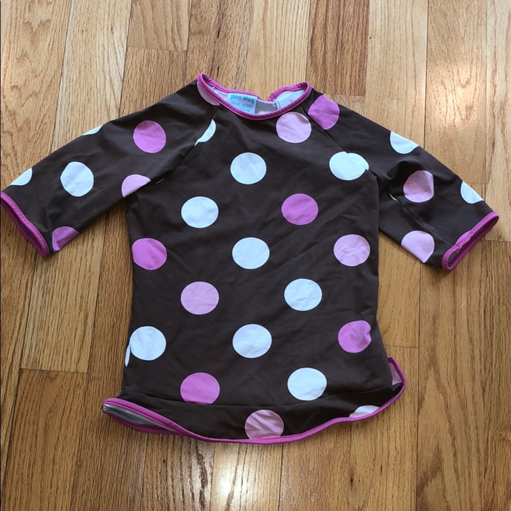 Girls polka dotted rash guard